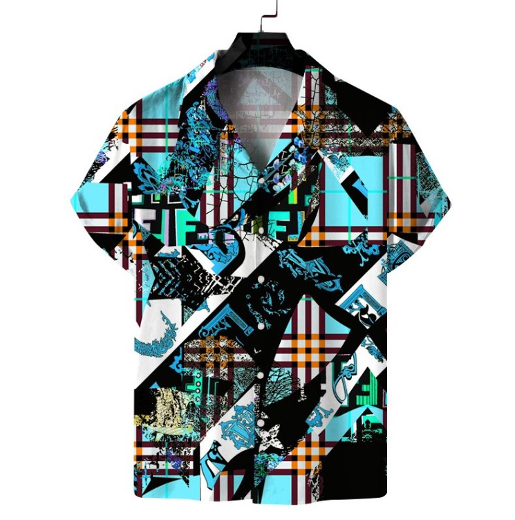 Printed casual short-sleeved trend shirt