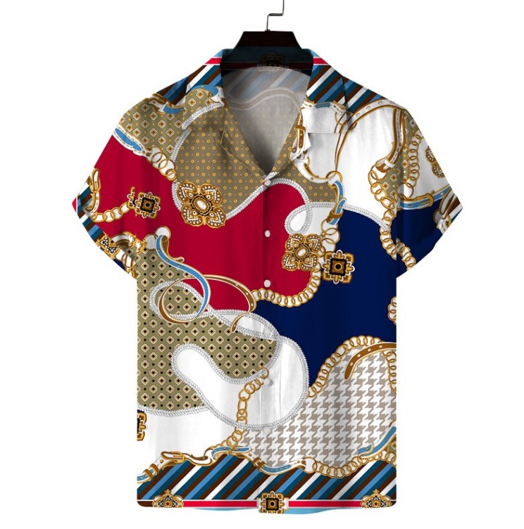 Printed casual short-sleeved trend shirt