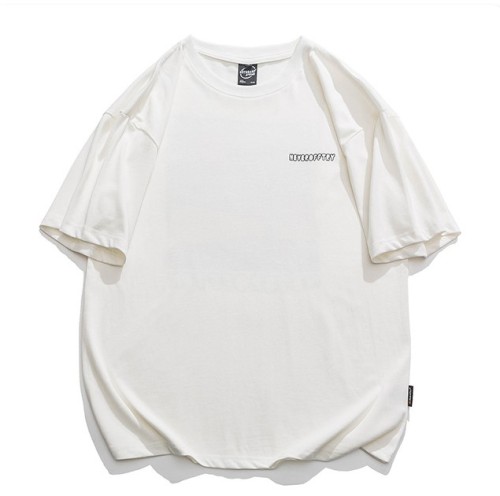 Pattern-print crewneck short-sleeved trend T-shirt