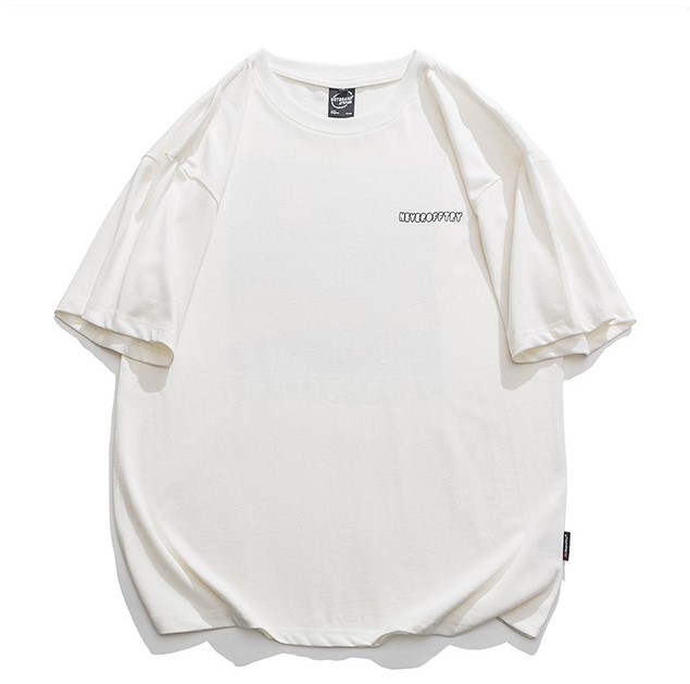 Pattern-print crewneck short-sleeved trend T-shirt