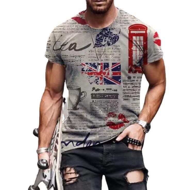 Digital print casual fashion trend T-shirt
