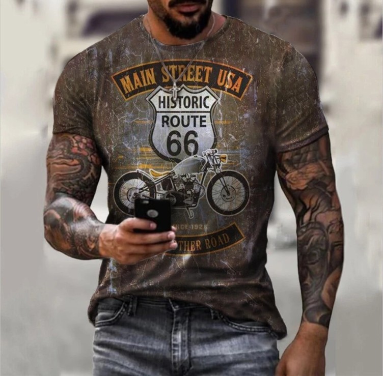 Printed crewneck casual fashion trend T-shirt