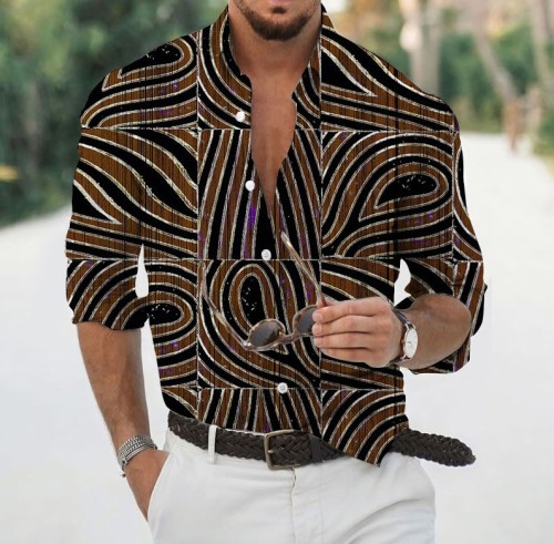 Printed casual long-sleeved fashion trend shirt