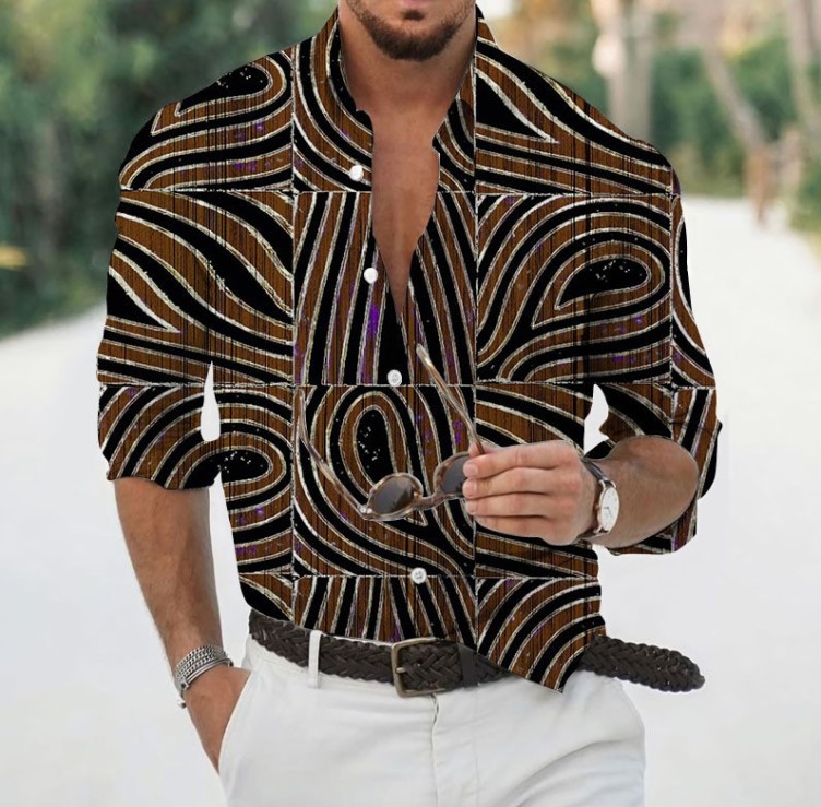 Printed casual long-sleeved fashion trend shirt