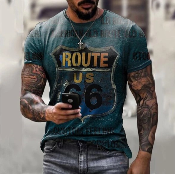 Printed crewneck casual fashion trend T-shirt