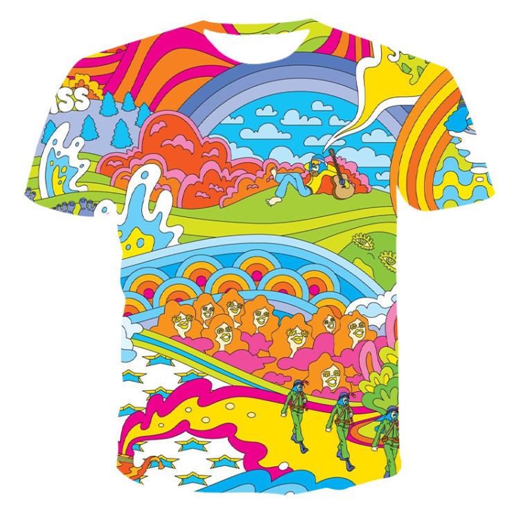 Digital printed crewneck casual trend T-shirt