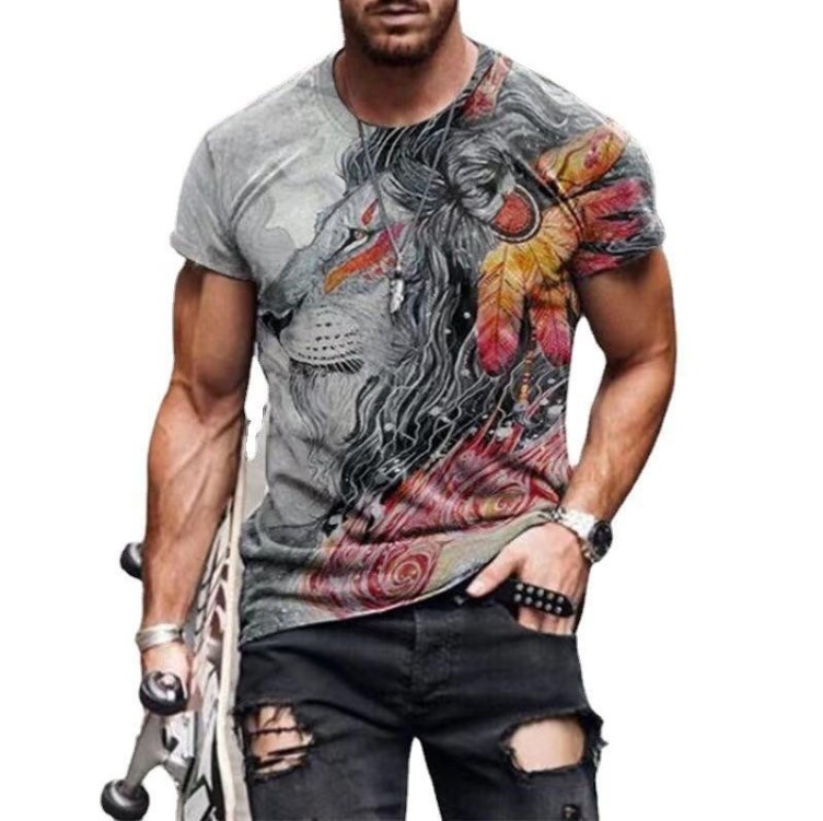 Digital print casual fashion trend T-shirt