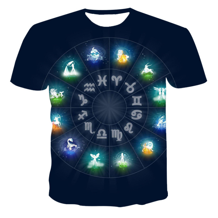 Digital printed crewneck casual trend T-shirt