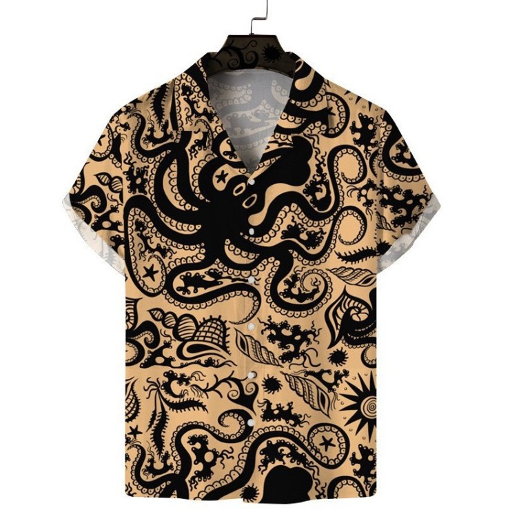 Printed casual short-sleeved trend shirt