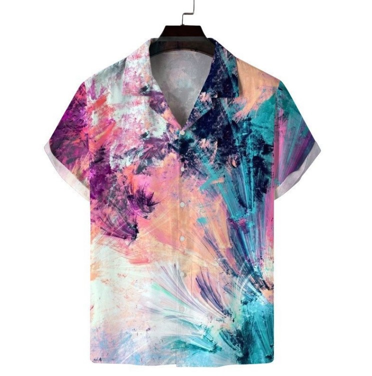 Printed casual short-sleeved trend shirt