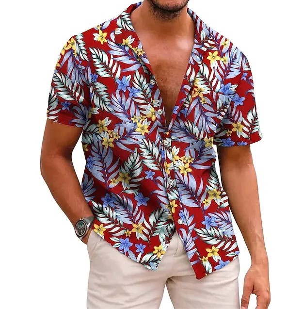 Digital print casual short-sleeved trend shirt