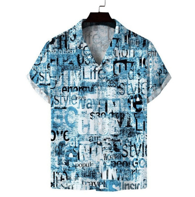 Printed casual short-sleeved trend shirt
