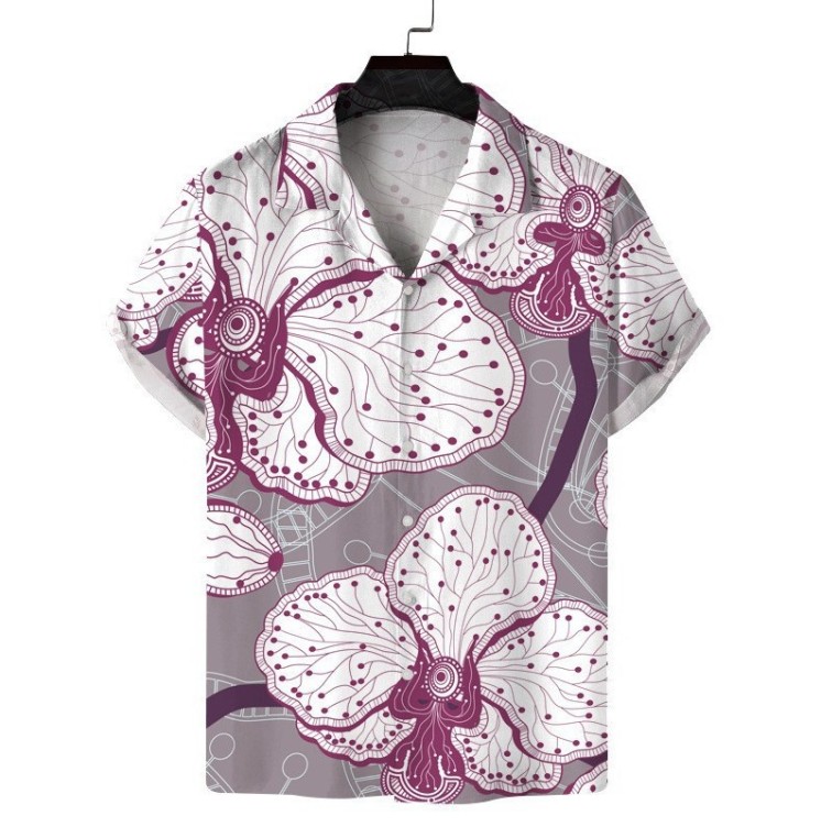 Printed casual short-sleeved trend shirt