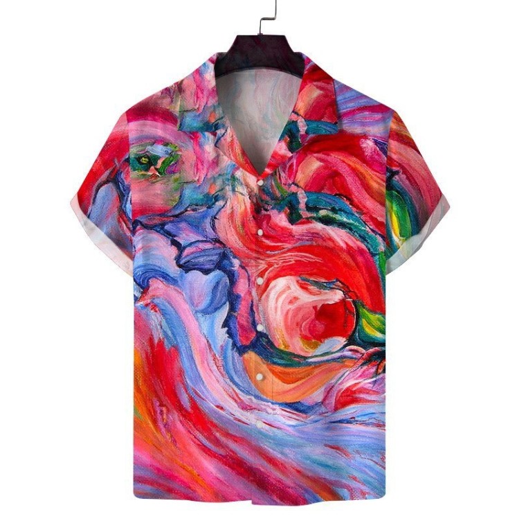 Printed casual short-sleeved trend shirt