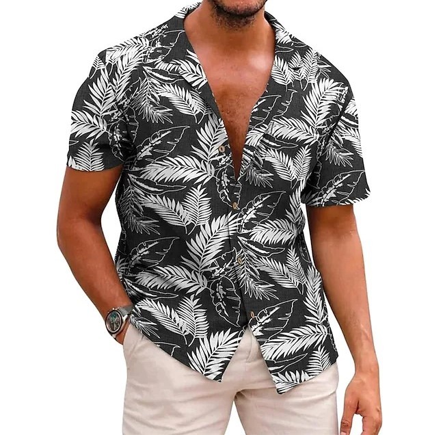 Digital print casual short-sleeved trend shirt