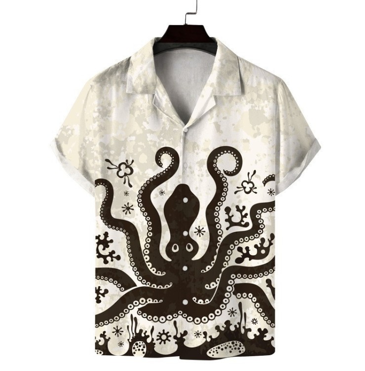 Printed casual short-sleeved trend shirt