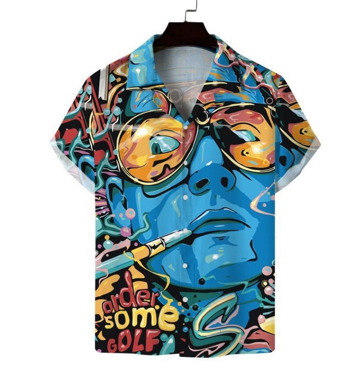 Printed casual short-sleeved trend shirt