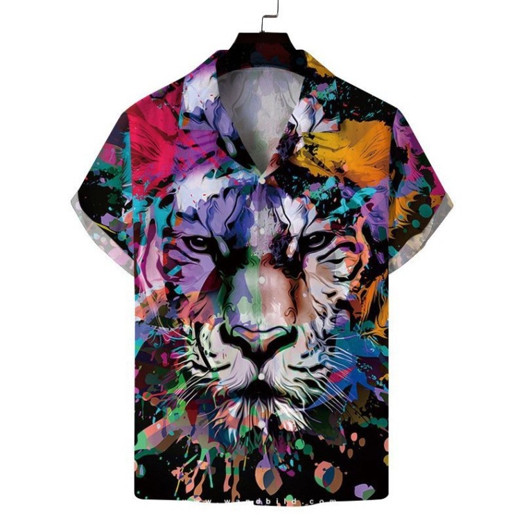 Printed casual short-sleeved trend shirt