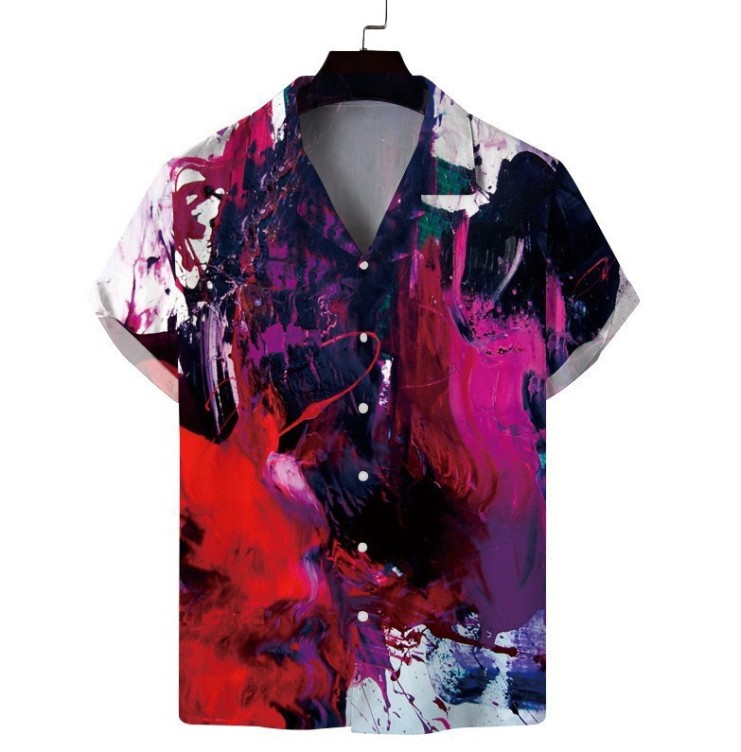 Printed casual short-sleeved trend shirt