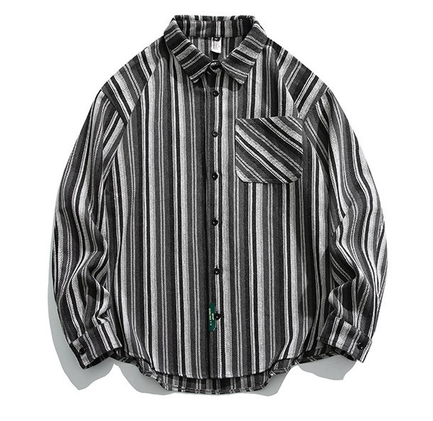 Cool color-block striped trend shirt