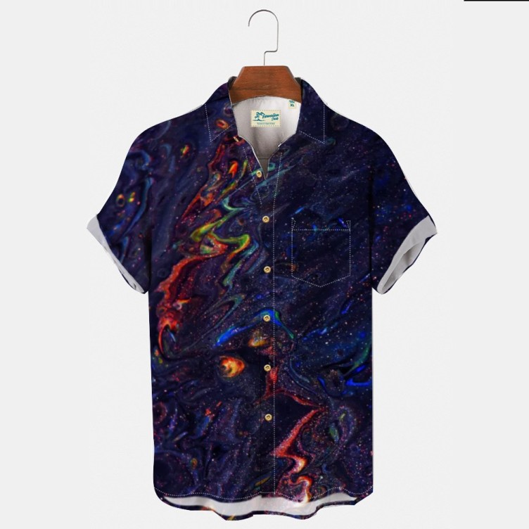 Landscape print casual fashion trend shirt