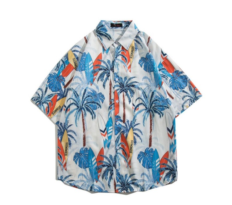 Oil painting print casual fashion trend shirt