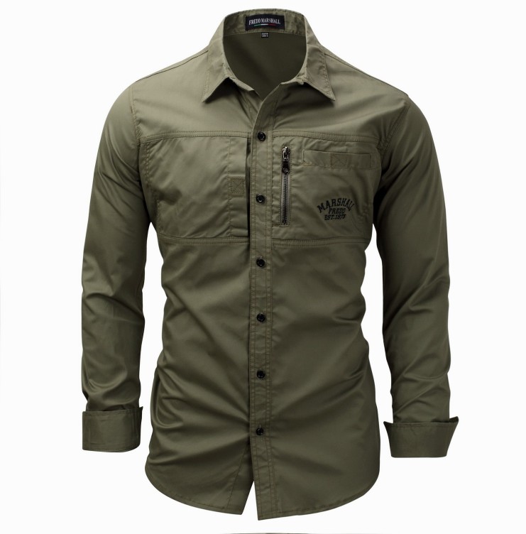 Zipper with lapels long sleeve trend shirt