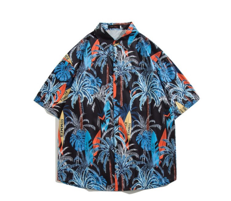 Oil painting print casual fashion trend shirt