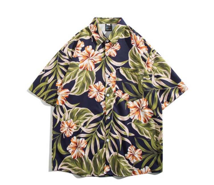 Oil painting print casual fashion trend shirt