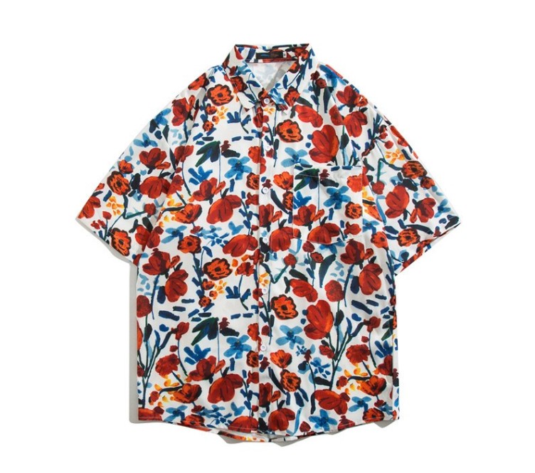 Oil painting print casual fashion trend shirt