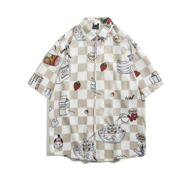 Oil painting print casual fashion trend shirt