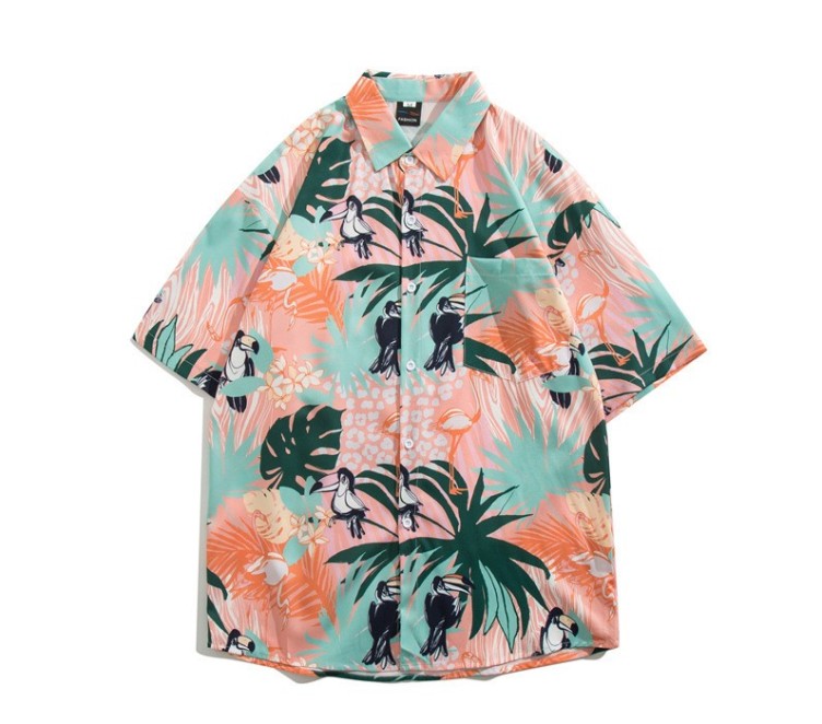 Oil painting print casual fashion trend shirt