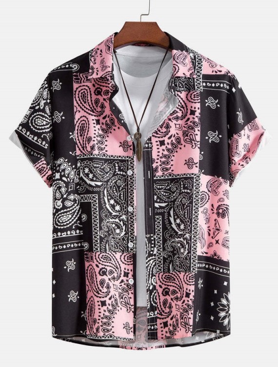 Digital printed lapels fashion trend shirt