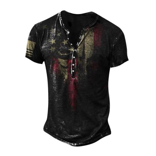Flag print casual trend fashion T-shirt