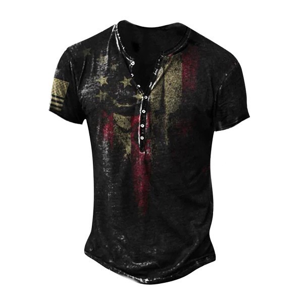 Flag print casual trend fashion T-shirt