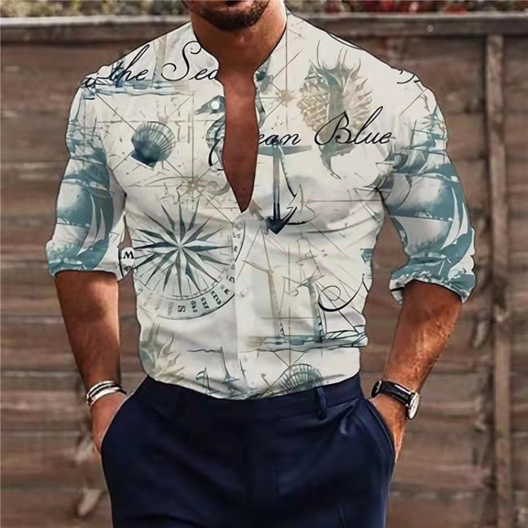 Digital printed long sleeve fashion trend shirt
