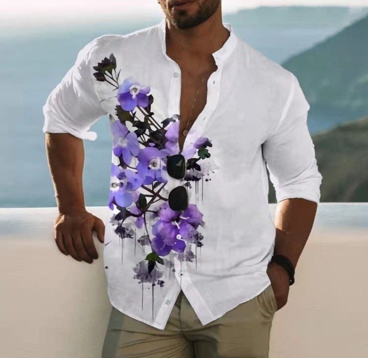 Digital printed long sleeve fashion trend shirt
