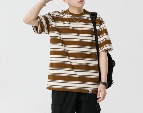 Striped crewneck casual trend T-shirt