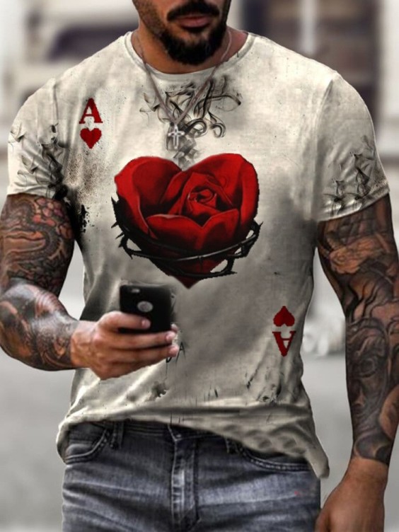 Digital print casual fashion trend T-shirt