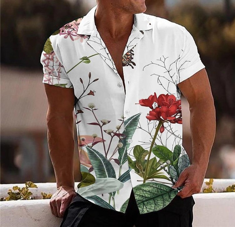 Digital print loose fashion trend shirt