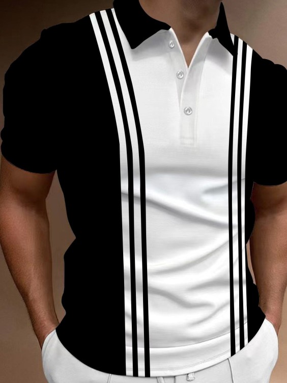 Printed striped casual fashion trend T-shirt