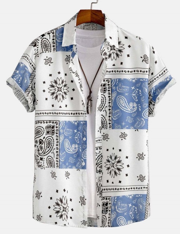 Digital printed lapels fashion trend shirt