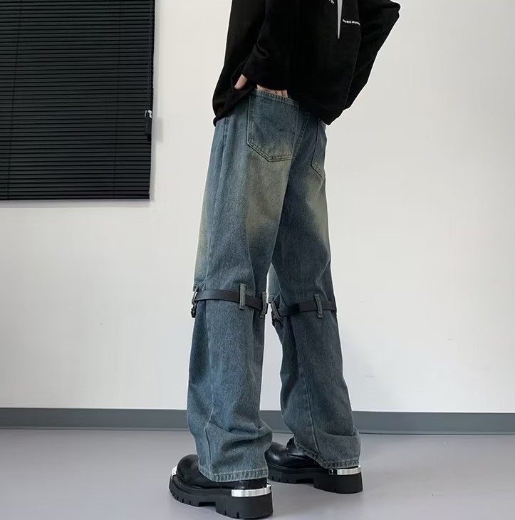 Ripped high street fashion trend jeans