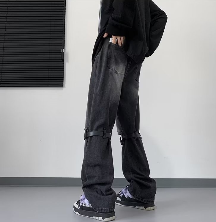 Ripped high street fashion trend jeans