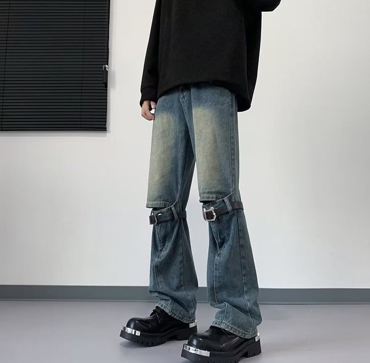 Ripped high street fashion trend jeans