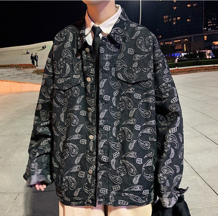 Cashew flower trend denim jacket
