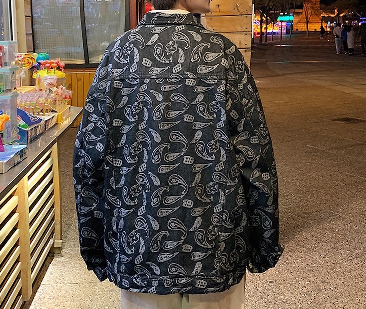 Cashew flower trend denim jacket