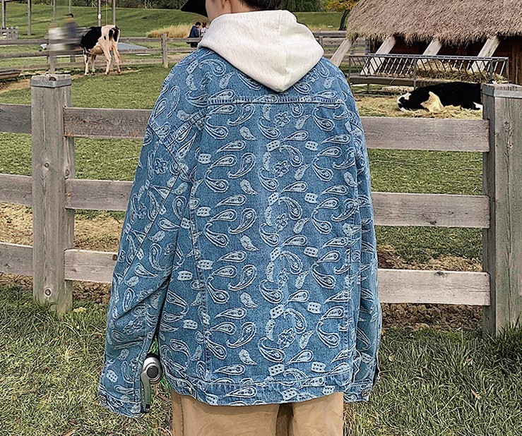 Cashew flower trend denim jacket