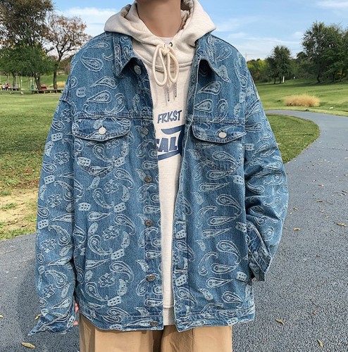 Cashew flower trend denim jacket