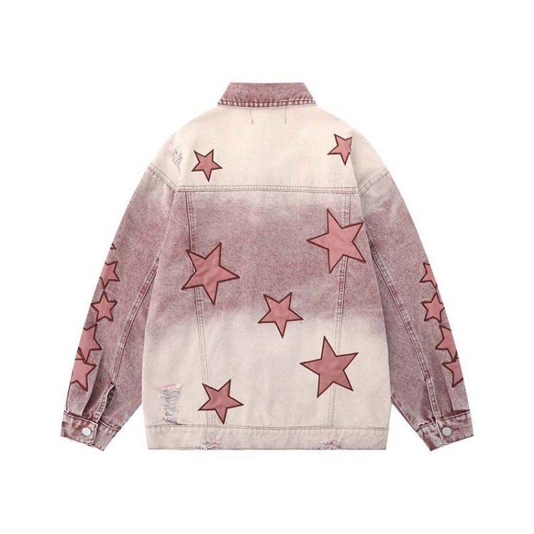 Hip Hop Vintage Loose Relaxed Polo Neck Denim Jacket